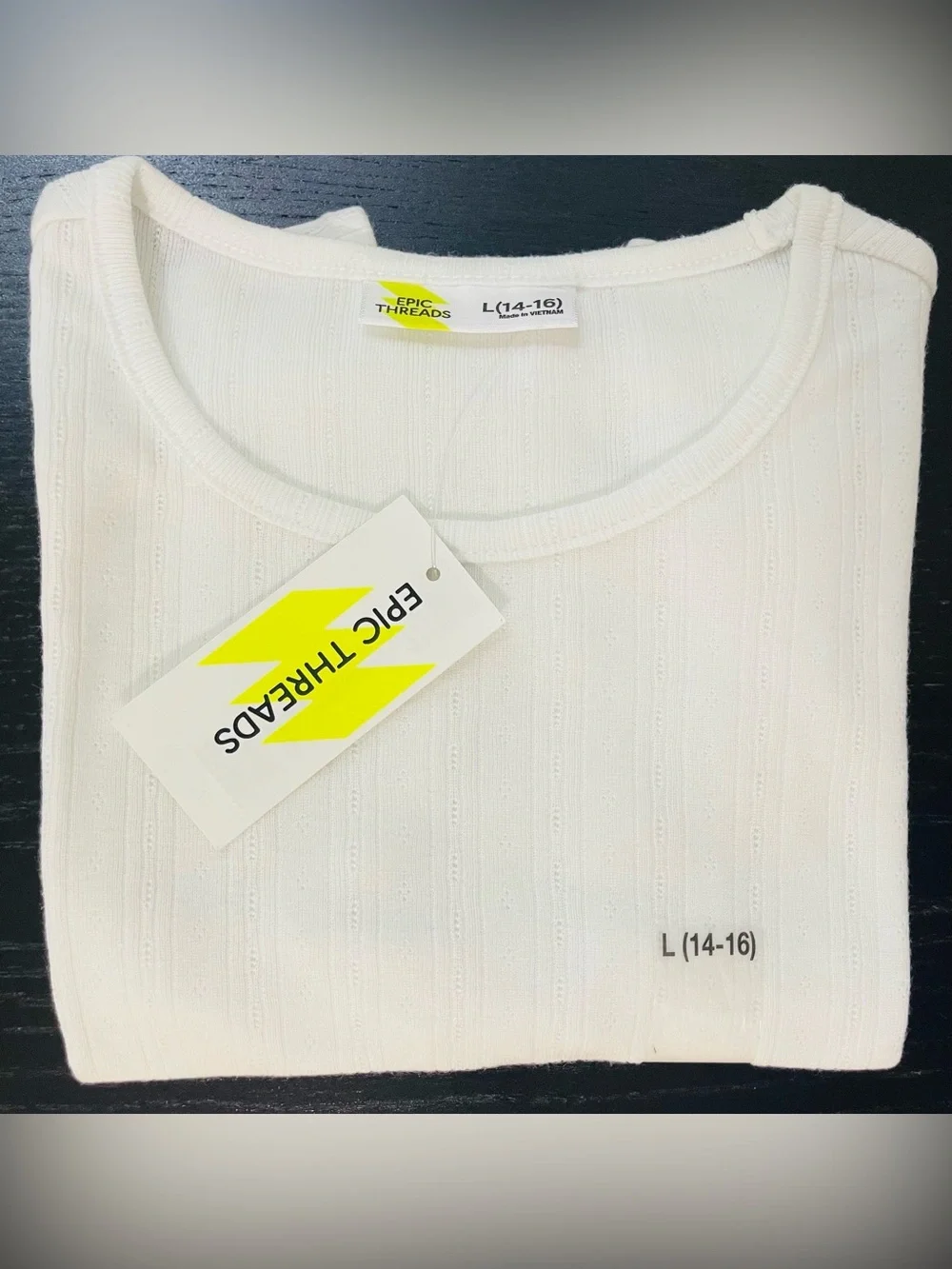Epic Threads White Ruffle Sleeve Knit Tee